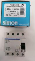 SIMON 78425-63 - DIFERENCIAL 4P 25A 300MA